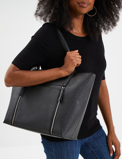 Sac cabas trapèze noir femme