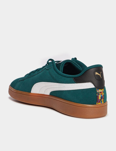 Tennis basses à lacets en cuir Puma vert homme