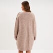 Robe pull oversize boutons &eacute;paule genou sable femme grande taille