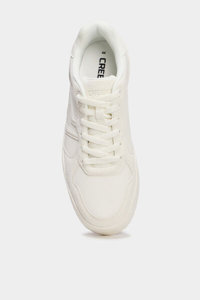Baskets &agrave; lacets avec semelle &eacute;paisse blanc homme