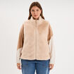 Veste fausse fourrure sans manches beige femme grande taille