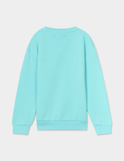 Sweat col rond manches longues bleu turquoise garçon