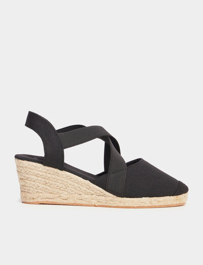 Sandales espadrilles compensées noir femme