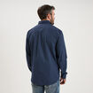 Chemise droite imprim&eacute;e manches longues bleu marine homme