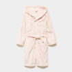 Peignoir &agrave; capuche velours ceintur&eacute; ecru fille