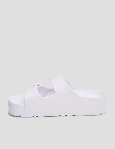 Mules de plage plateformes blanc femme