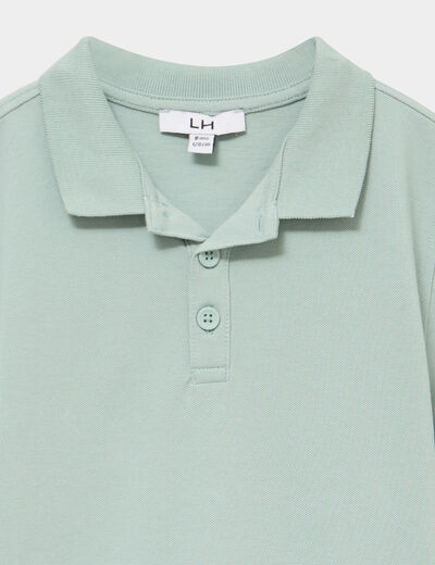 Polo manches courtes &agrave; d&eacute;tail brod&eacute; vert pastel gar&ccedil;on