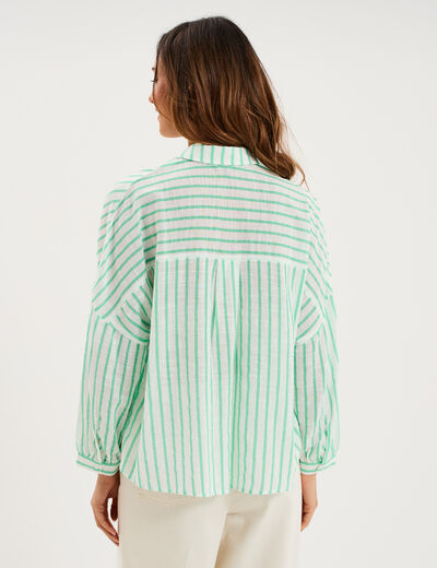 Blouse manches longues ample coton blanc femme