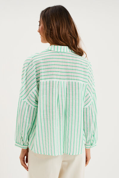 Blouse manches longues ample coton blanc femme