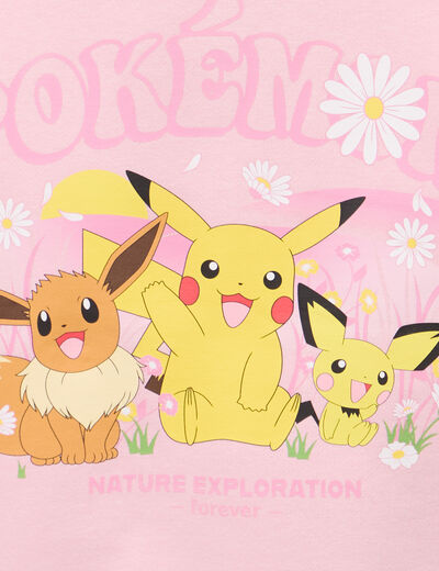Sweat hoodie &agrave; capuche droit Pok&eacute;mon rose fille