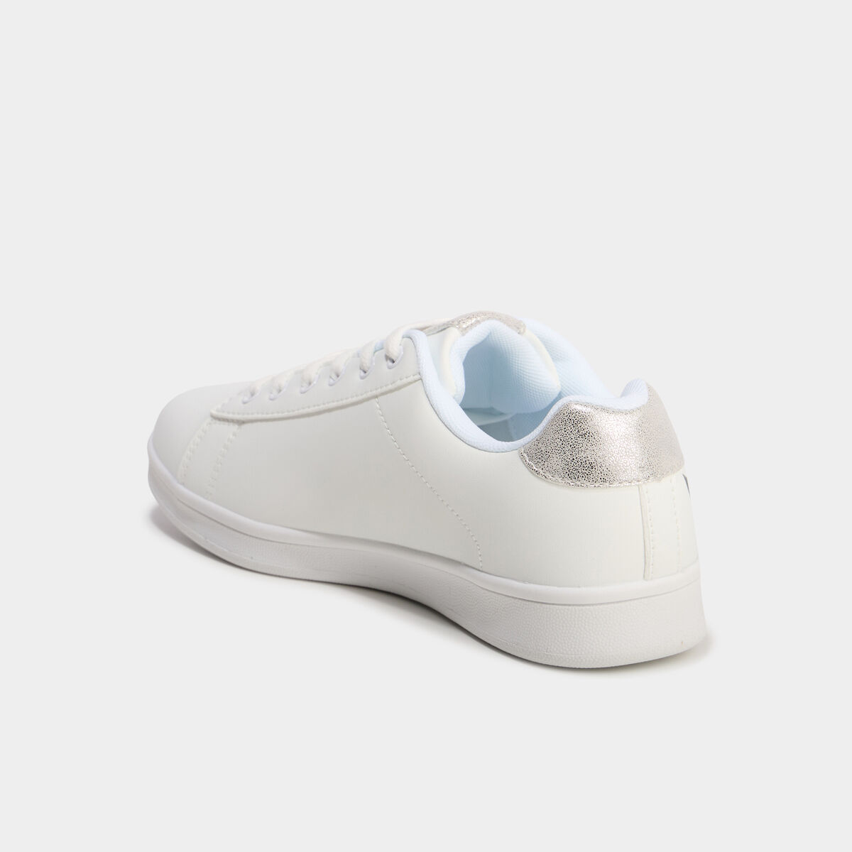 Tennis basses &agrave; lacets gris argent femme
