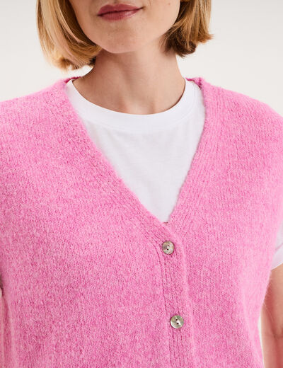 Gilet sans manches col en V rose femme