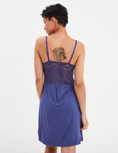 Combinette avec dentelle bleu marine femme