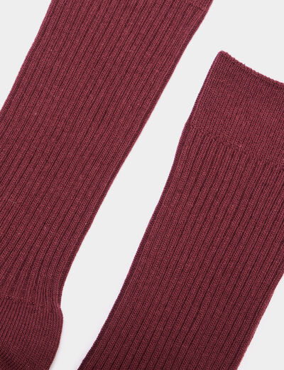 Lot 2 paires chaussettes côtelées prune homme