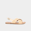 Sandales plates brides brodées sable femme