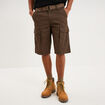 Bermuda cargo c&ocirc;tel&eacute; coton ceintur&eacute; marron fonc&eacute; homme