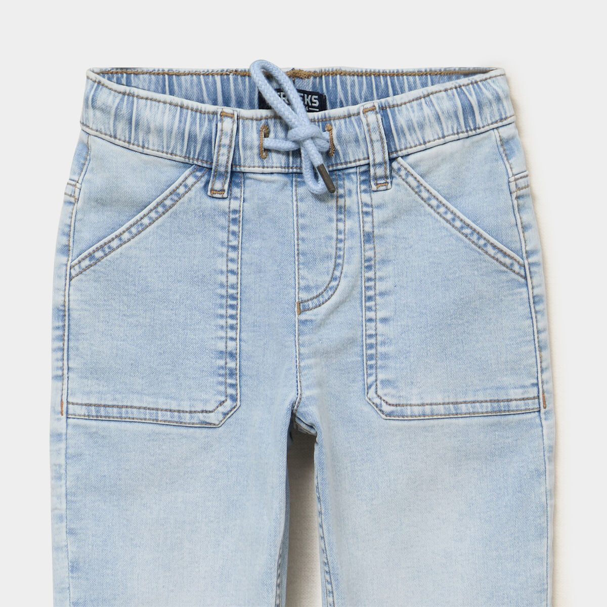 Jeans jogger droit taille &eacute;lastiqu&eacute;e denim triple stone gar&ccedil;on