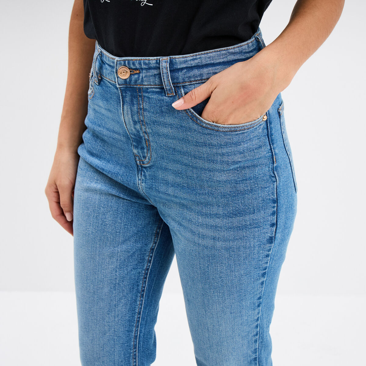Jeans flare 7/8ème stretch denim double stone femme
