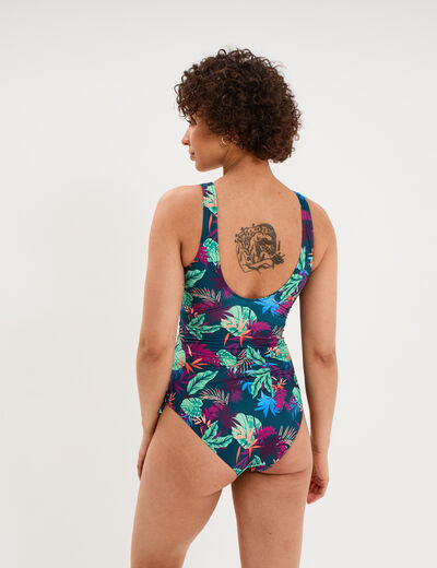 Maillot de bain une pi&egrave;ce crois&eacute; bleu p&eacute;trole femme