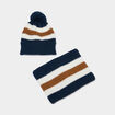 Ensemble tour de cou et bonnet bleu marine gar&ccedil;on