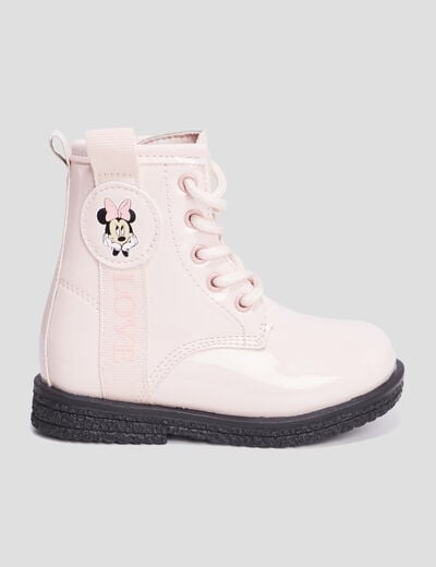 Bottines vernies zippées Minnie rose bébé fille