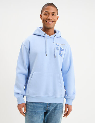 Sweat hoodie molleton 1 poche Pok&eacute;mon bleu homme
