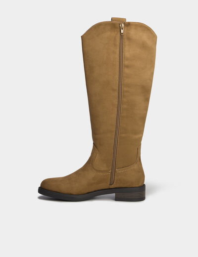 Bottes hautes zipp&eacute;es marron femme