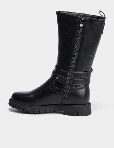 Bottes avec boucles coeurs noir fille