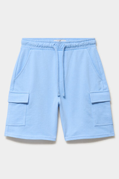Short cargo molleton taille &eacute;lastiqu&eacute;e bleu gar&ccedil;on