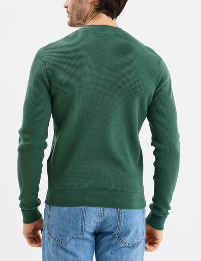Pull avec col rond à relief vert menthe homme