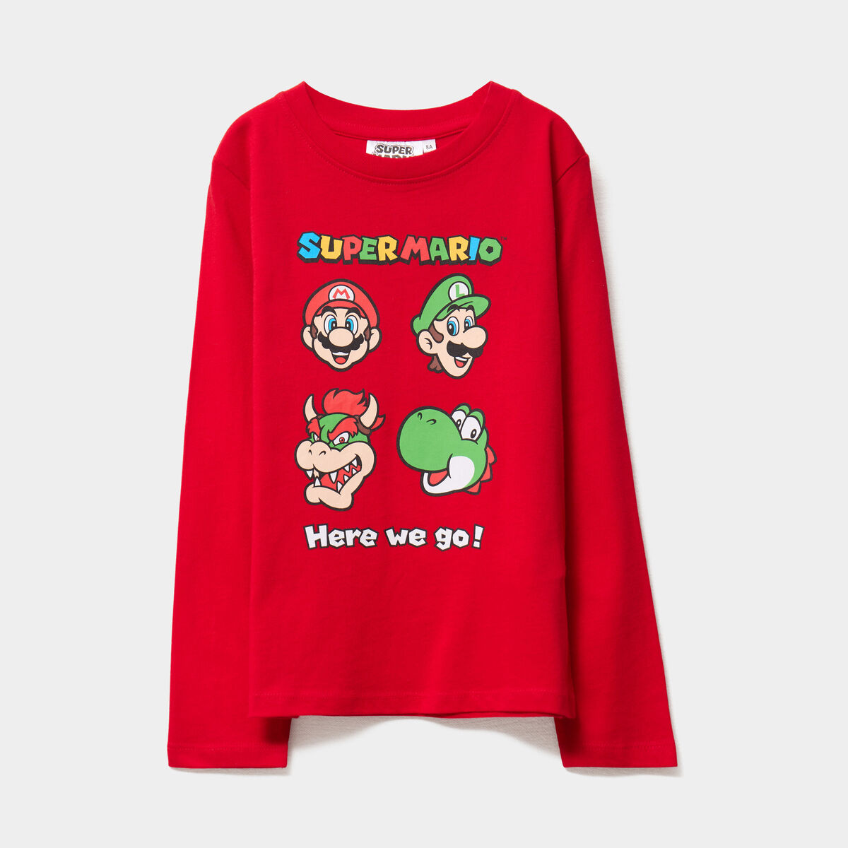 T-shirt manches longues coton Mario rouge garçon