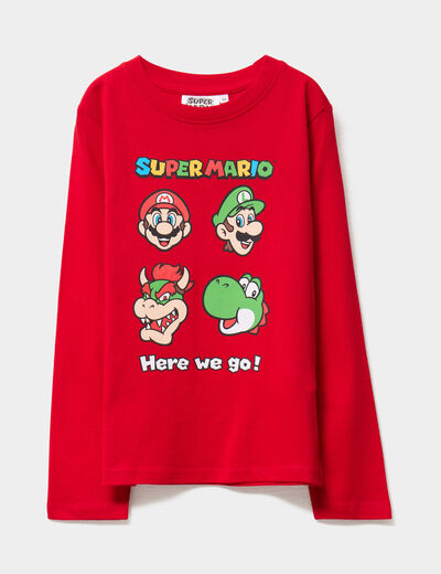 T-shirt manches longues coton Mario rouge garçon