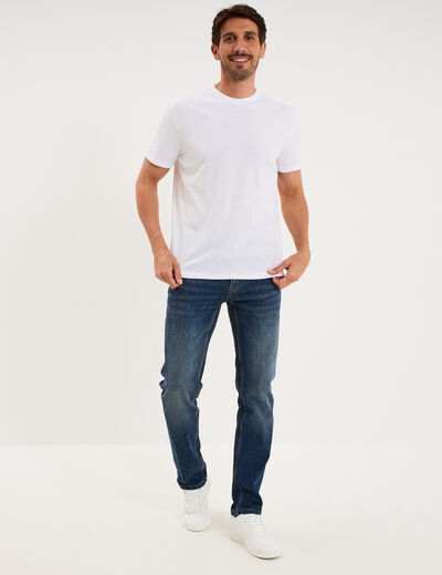 Jeans denim straight 5 poches denim used homme