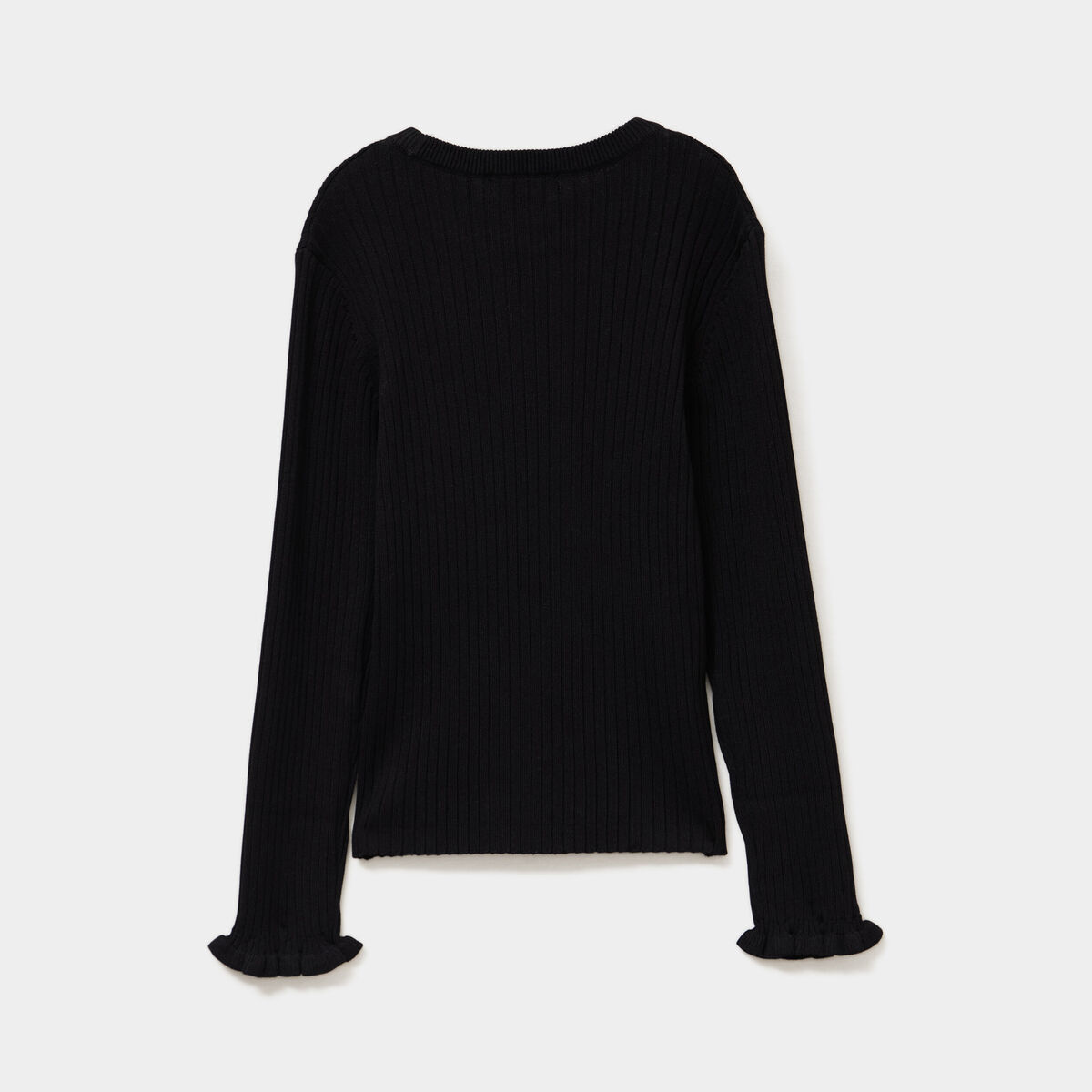 Pull c&ocirc;tel&eacute; ajust&eacute; manches longues noir fille