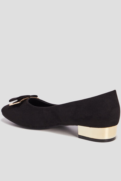 Ballerines à talon doré noir femme