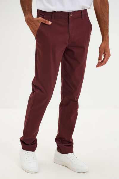Pantalon chino droit stretch prune homme
