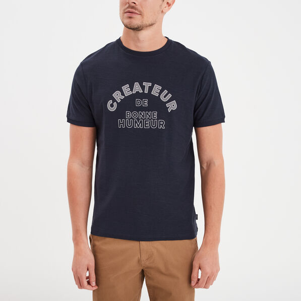 t shirt manches courtes coton creeks bleu fonce homme T-shirt manches courtes coton Creeks bleu foncé homme