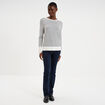 Pull col rond boutons aux poignets beige femme