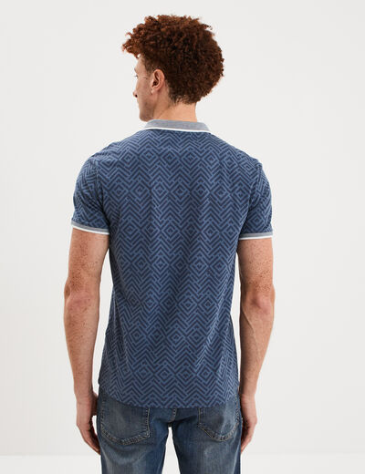 Polo slim manches courtes stretch bleu gris homme