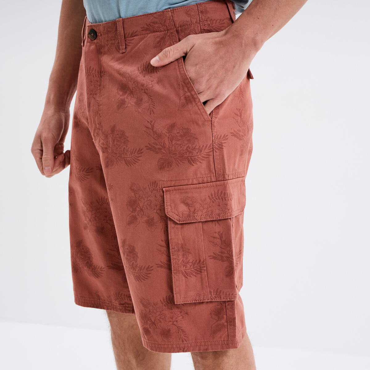 Bermuda cargo coton vieux rose homme