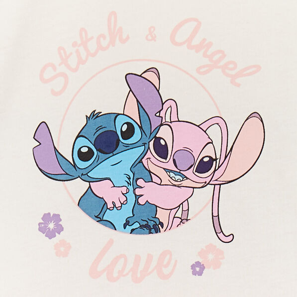 Ensemble t-shirt et short coton Stitch ivoire bébé fille