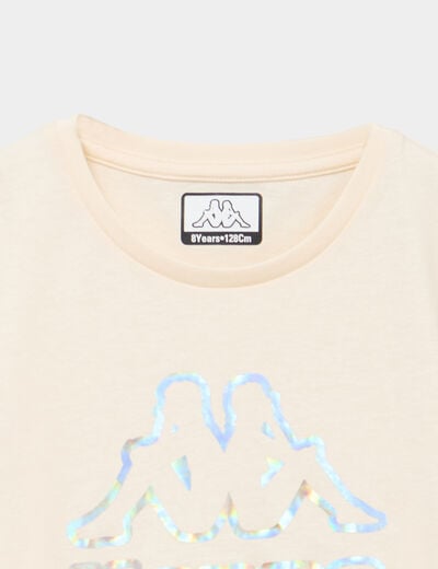 T-shirt &agrave; manches courtes coton Kappa creme fille