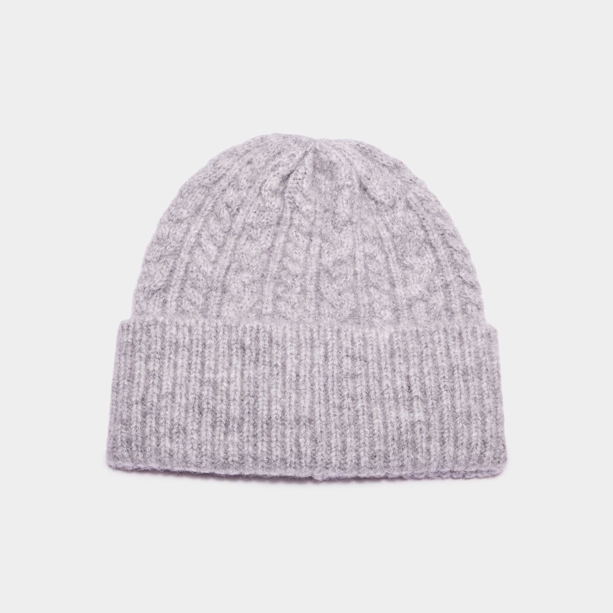 Bonnet tricoté torsades gris femme