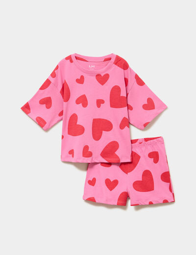 Ensemble pyjama short coton rose fille