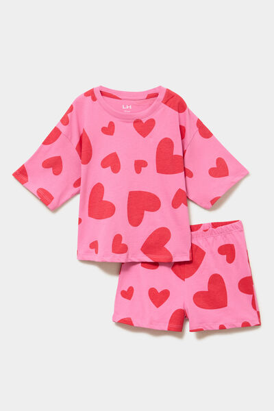 Ensemble pyjama short coton rose fille