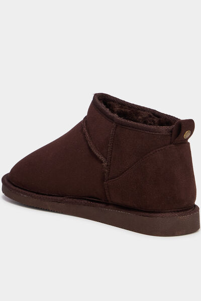 Bottines fourr&eacute;es effet su&eacute;dine marron fonc&eacute; femme