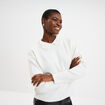 Pull col chemise strass et perles blanc femme