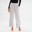 Pantalon effet polaire d&eacute;tails torsades gris clair femme
