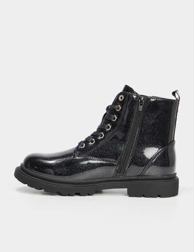 Bottines vernies à paillettes noir fille