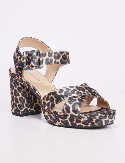 Sandales à talons carrés 7 cm Mosquitos multicolore femme